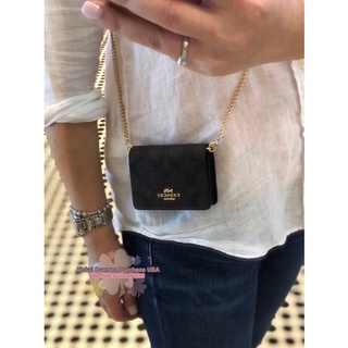 NWT Coach Mini Wallet On A Chain In Signature