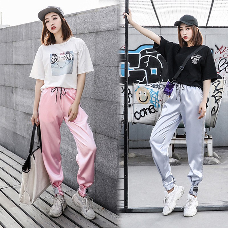 Han edition satin fabric leisure ulzzang 📣 spot 📣 sweatpants female