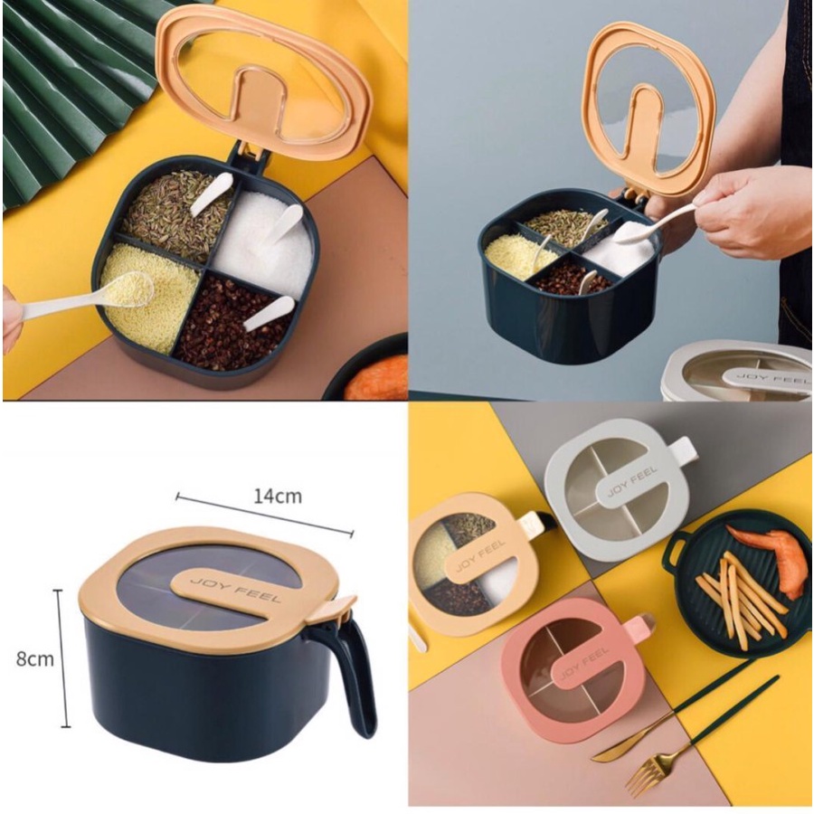 KITCHEN SPICE BOX Spice Box Spice Container Set 4 in 1 4 Holes ...