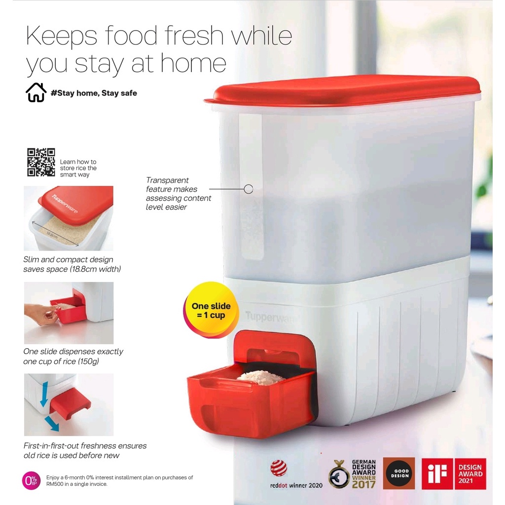 TUPPERWARE RICE DISPENSER GREEN | Shopee Malaysia