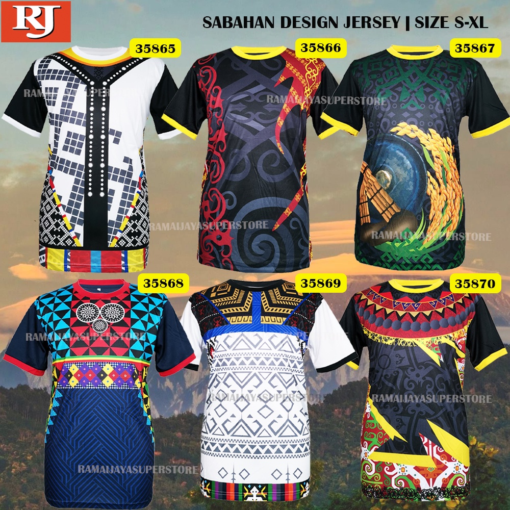 Unisex Baju Batik Jersey Sabah Sabahan Traditional Design Tshirt Man ...
