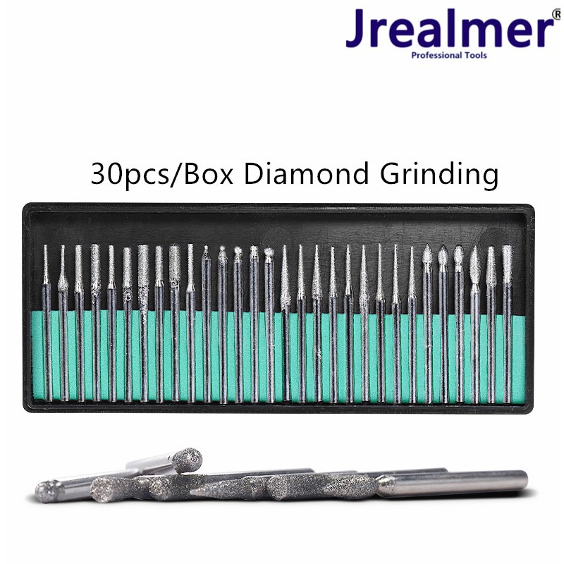 1box/30pcs Rotary Tool Grinding Engraving Kit Diamond Burr Drill Bits ...