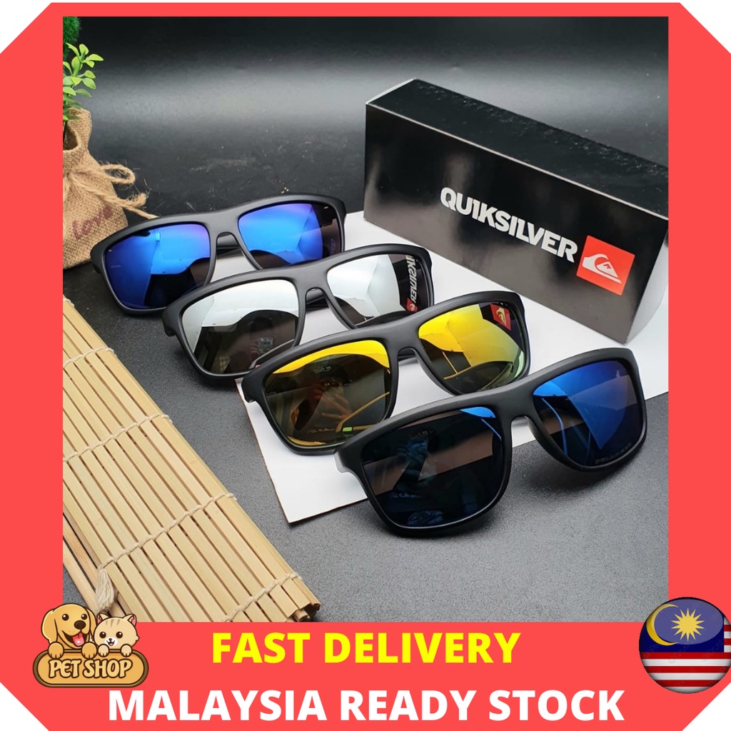 QUIKSILVER Sunglasses Cermin Mata Hitam UV400 Women Men New Fashion  Protection Eyewear Square Frame With Box