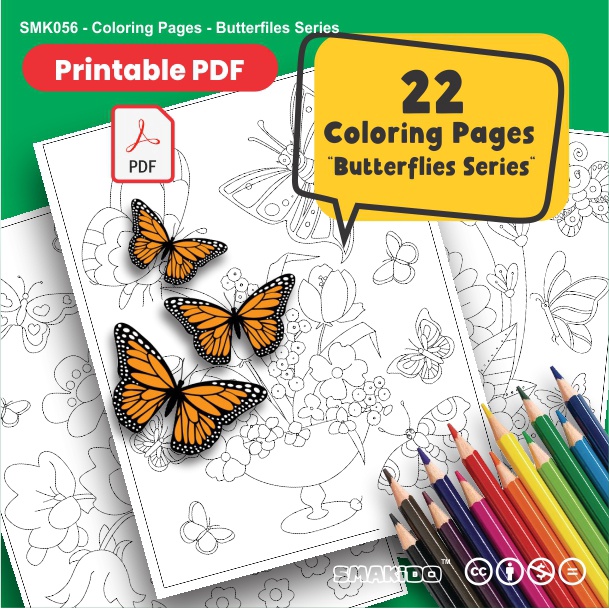 🎨[ Soft Copy/ PDF ] Printable Butterflies Coloring Pages For Kids ...