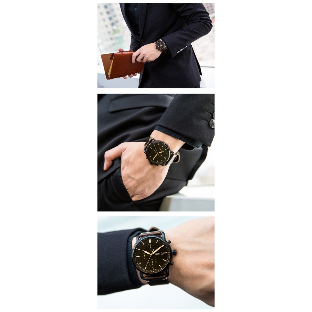 OFFICIAL WARRANTY Fossil Men s FS5403 The Commuter Chronograph Brown Leather Watch 2 Years International Warranty Shopee Malaysia