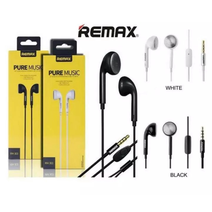 Original Remax Pure Music Earphone RM-303 Stereo Headphone Headset With ...