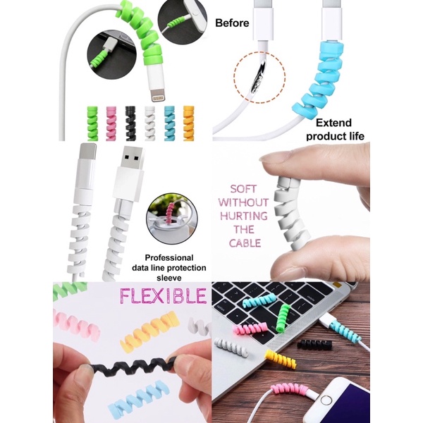 (SILICONE)Cable Protector Saver Cover For All USB Charger Cable Cord ...