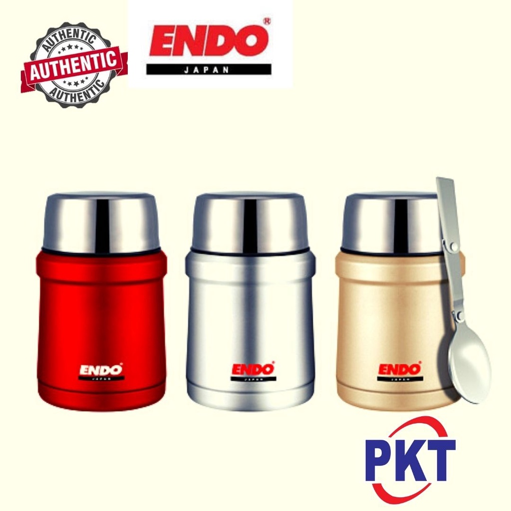 ENDO FOOD JAR THERMAL FLASK 450ML DOUBLE S/STEEL + FOLDABLE SPOON Code