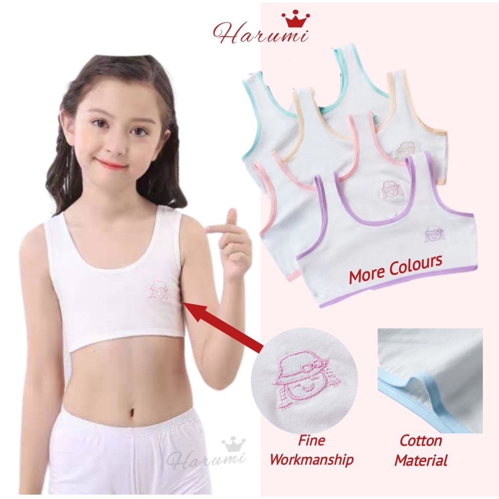 ⭐MY SMART BEAR⭐ Teenager Girl kids Training Bra Cotton Vest Baju Singlet  Budak Perempuan Baju Dalam Kanak t 少女发育期背心