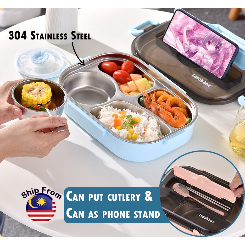 304 Stainless Steel 1000ML Lunch Box with Dinnerware Storage Bento Box