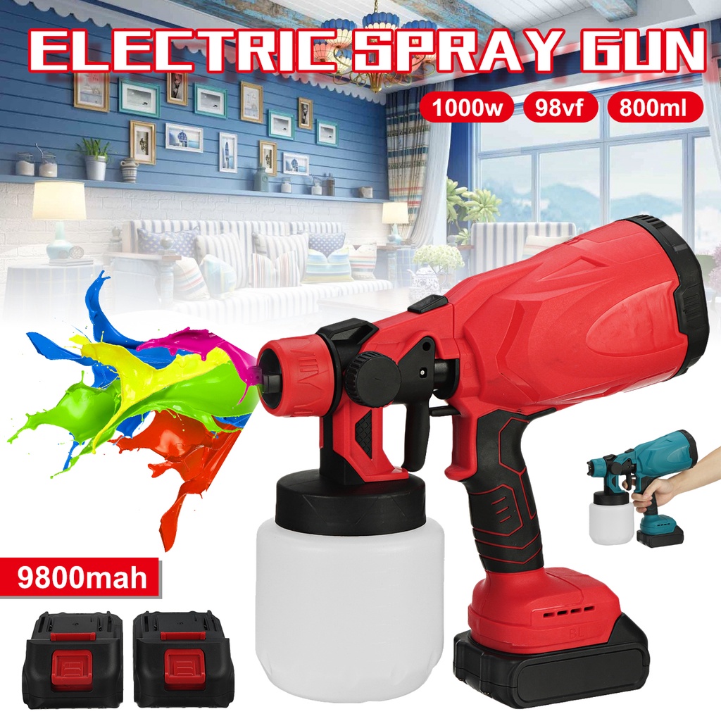 1500W Cordless Electric Spray Guns High Power Home Paint Sprayer With 3