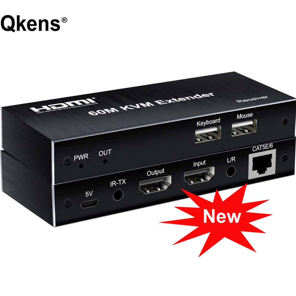 60m USB KVM HDMI Extender with HDMI Loop Over RJ45 Cat5e Cat6