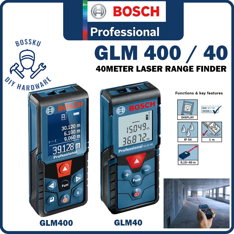 Bosch Glm400 Glm40 Laser Range Distance Finder Measure 40mtr Colour Lcd Bossku Shopee Malaysia 