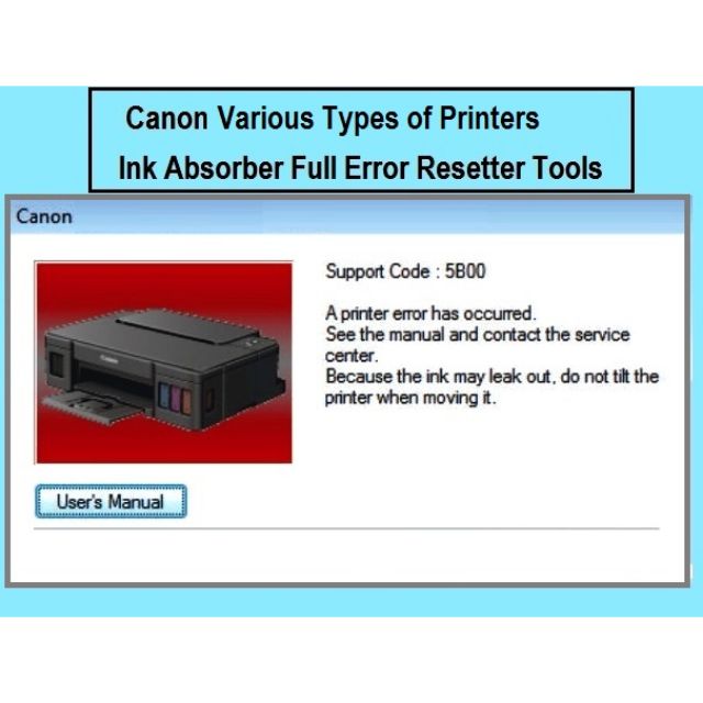 Canon Printer Ink Absorber Full Error Resetter Tools (Pixma G2000