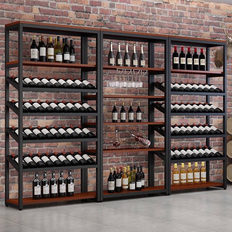 European style iron wine rack bar floor wine cabinet wine wine storage display rack shelves wine glass rack Shopee Malaysia