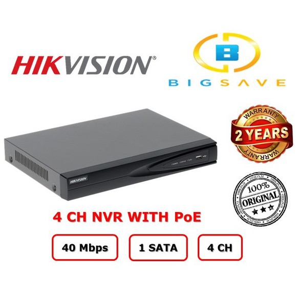 HIKVISION 4CH / 4 CHANNEL DS-7604NI-E1/4P NVR NETWORK RECORDER BUILD IN ...