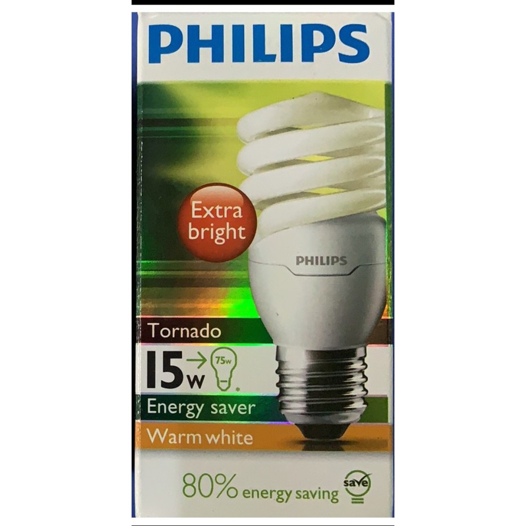 Philips Tornado spiral 80% energy saving bulb (15w/ 20w/ 23w/ 24w ...