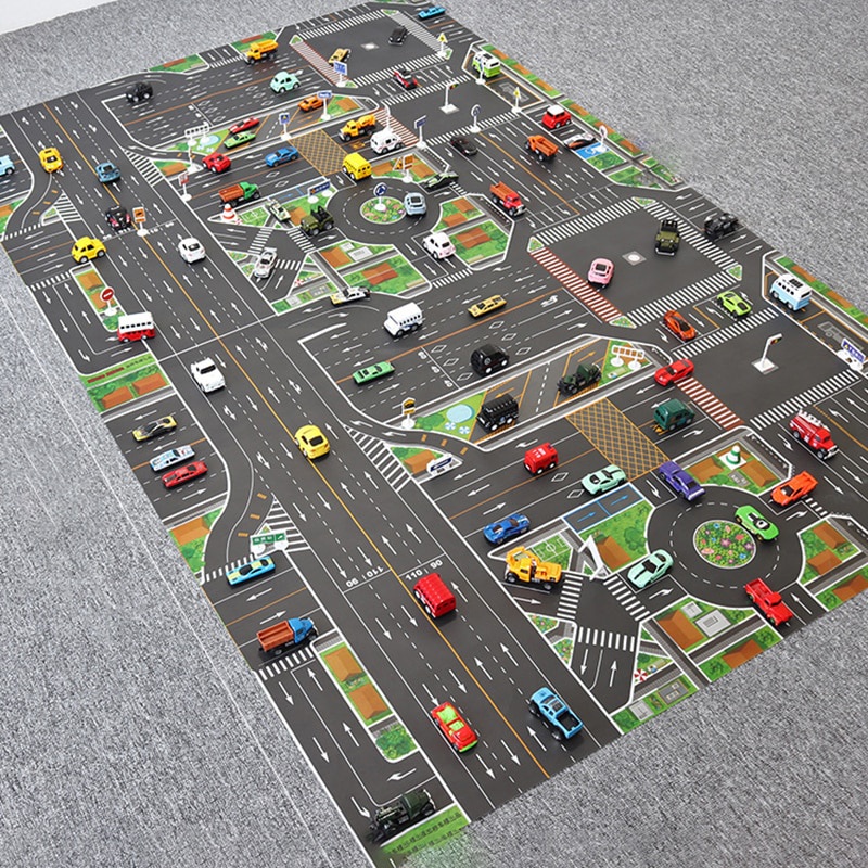 Baby Play Mat City Traffic Road Map Mat Carpet City Car Parking Lot ...