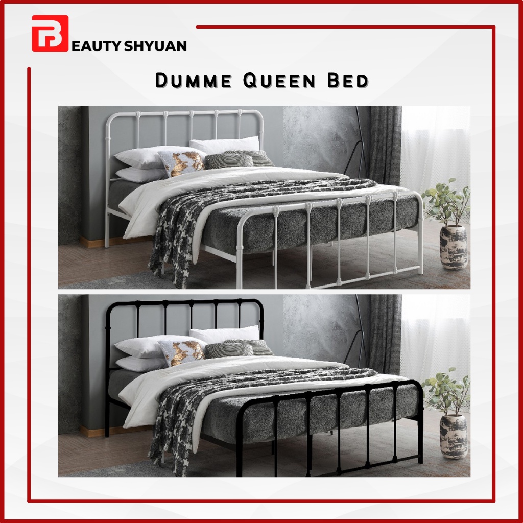 DUNME Metal Queen Bed Frame Queen Bedframe Metal Bed Queen Katil Queen ...