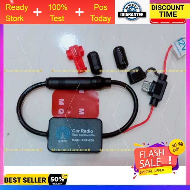 Car Radio Signal Booster Antenna FM AM Aerial Hole Mast Wireless Amp