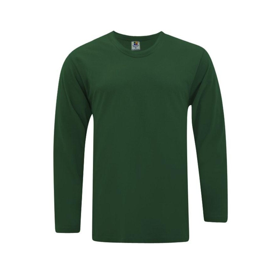 100 Cotton Soft Men Women Long Sleeve Round Neck T Shirt 160gsm Bottle Green Shopee Malaysia