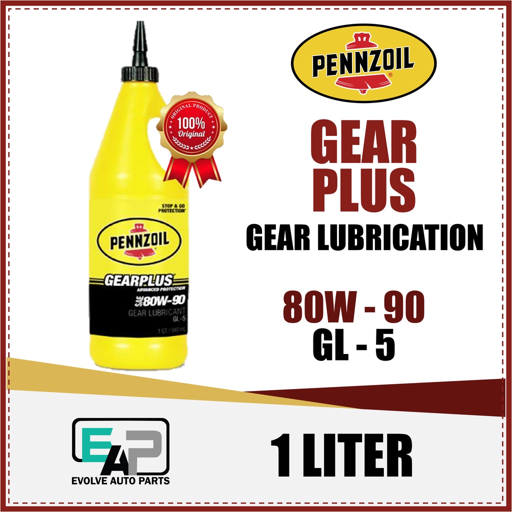 PENNZOIL 1 Liter Gear Plus 80W90 Gear Lubrication GL 5 Original 100