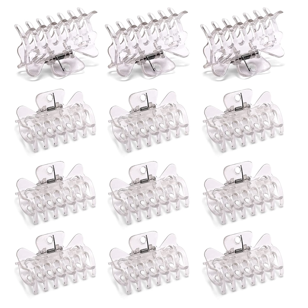 ZIBARBER 12 Pack Crystal Clear Hair Claw Clips, Medium Strong Hold Jaw