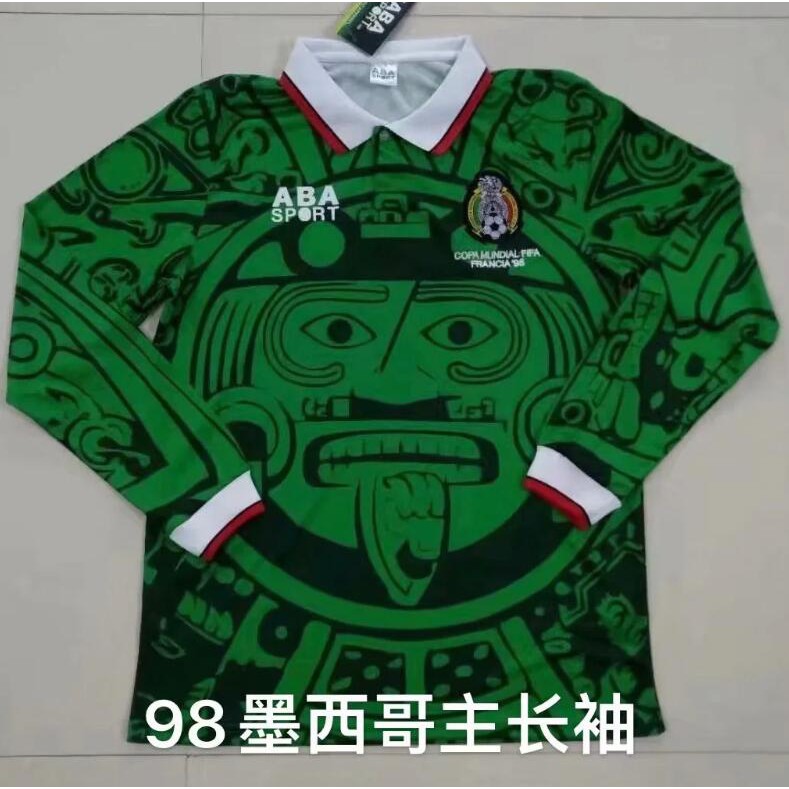 SportsAZ Mexico Jersey Retro 1998 Soccer Jersey | Men's Long Sleeve Soccer Jersey | Mexico National Soccer Team