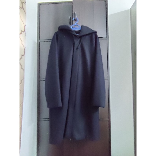 SPAO Men's Collection Oversized Hooded Black Wool Coat | Shopee