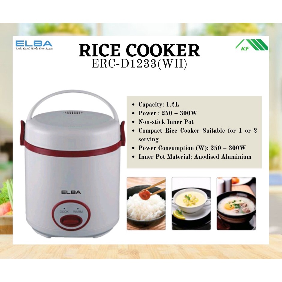ELBA RICE COOKER ERCD1233(WH) Shopee Malaysia