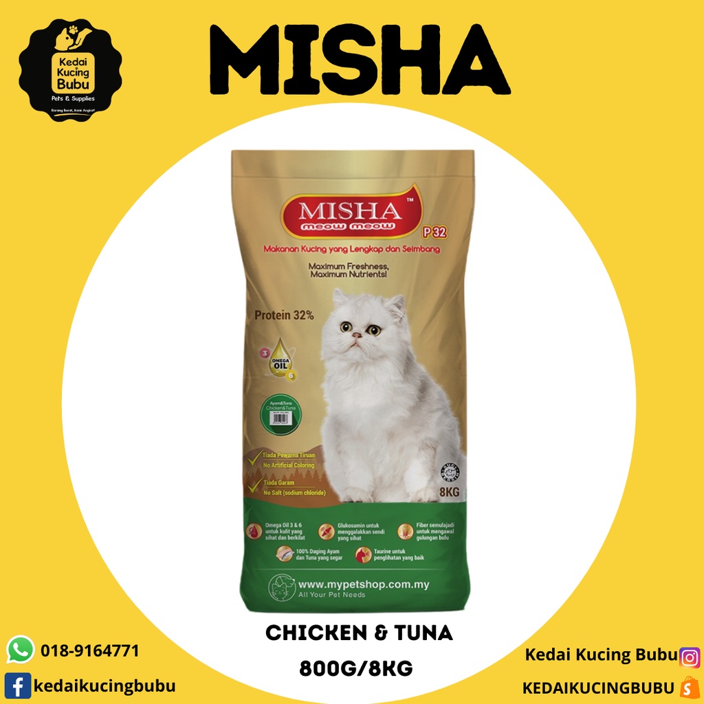 MISHA Dry Cat Food Chicken & Tuna 8kg Shopee Malaysia