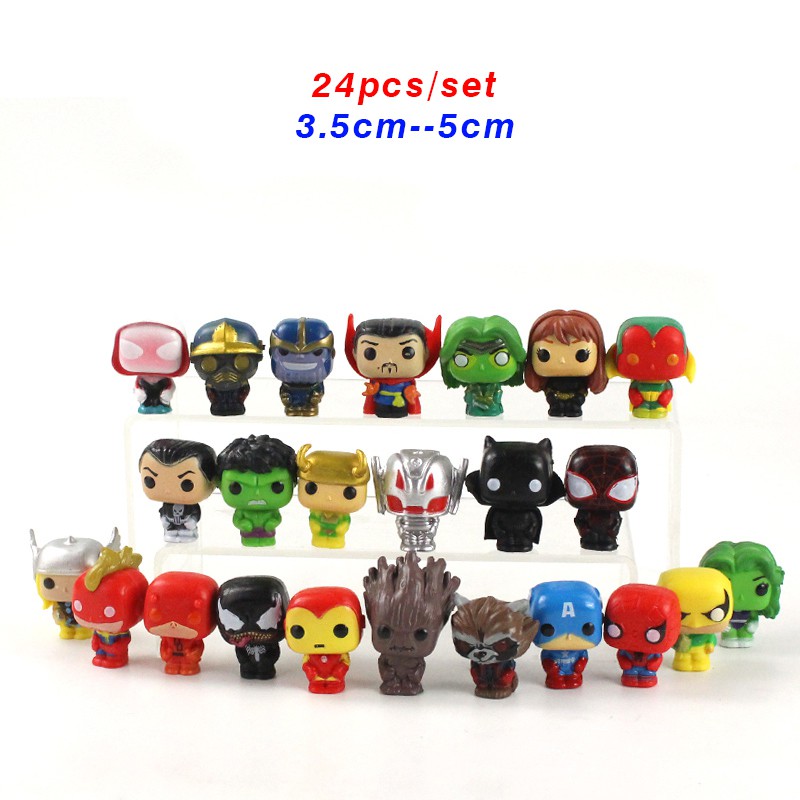 24pcs/set Avengers Super Hero Q Version Hulk Batman Thor Venom Deadpool ...