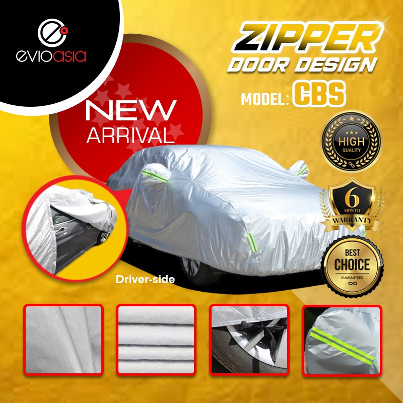 Premium Full Reflective Car Cover With Side Door Zipper Design UV Heat