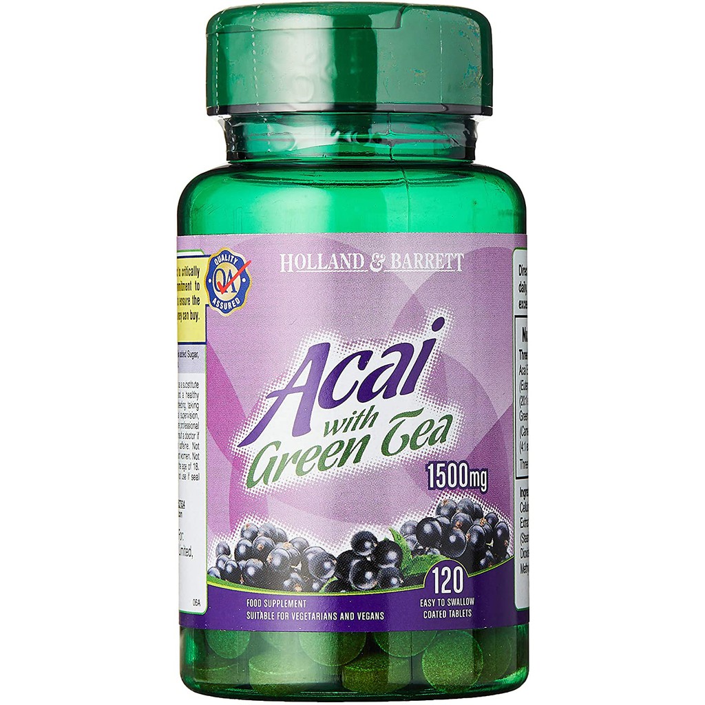 Holland & Barrett 1500Mg Acai with Green Tea 120 Tablets, 120 count