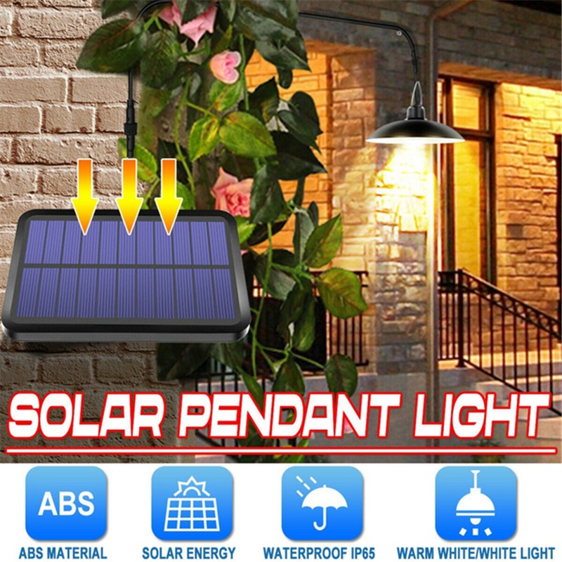 Solar Pendant Light IP65 Waterproof Outdoor Indoor Solar Lamps Double ...