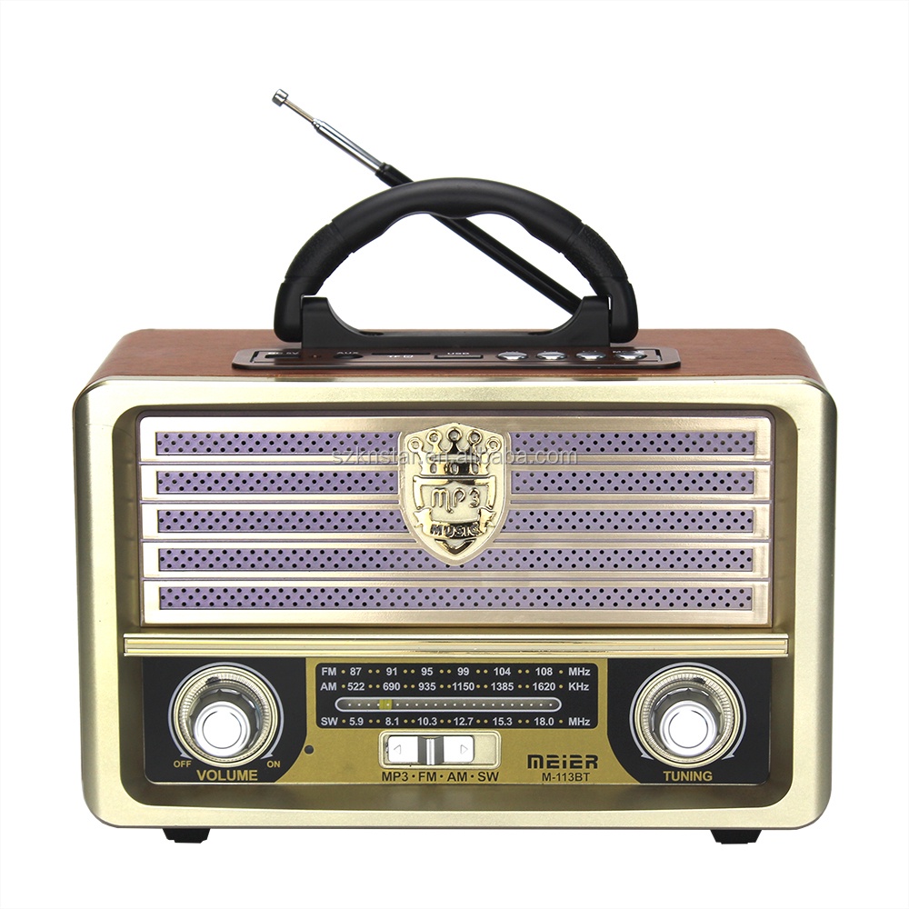 Classic Old Style FM AM Radio Retro Wood Radio with Bluetooth Play