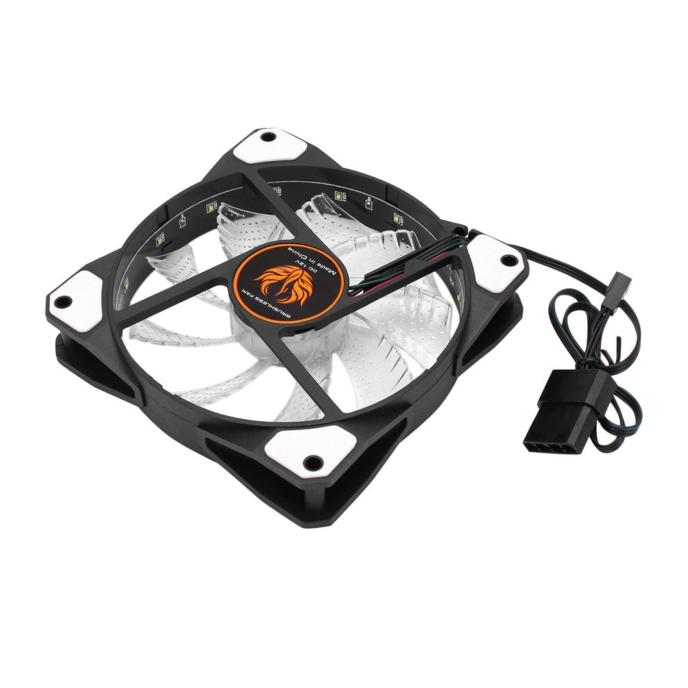 120mm LED Ultra Silent Computer PC Case Fan 15 LEDs 12V With Rubber ...