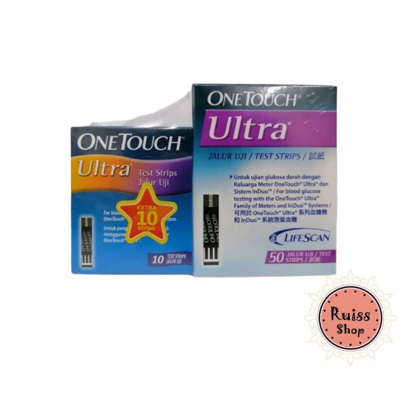 One Touch Ultra Glucose Test Strip 50's free 10's (Exp 5/2022