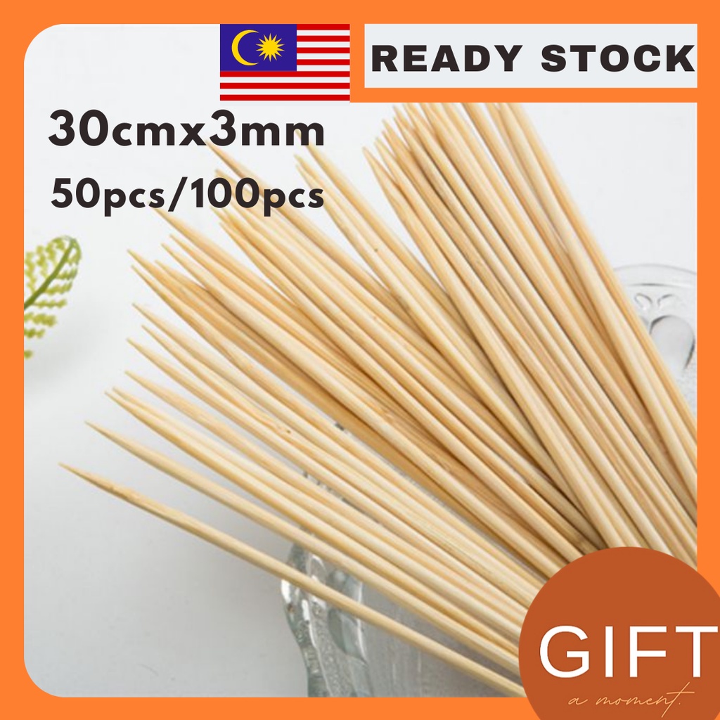 10/50/100pcs Lidi Satay stick 30cm 3mm Lidi bunga telur Bamboo Stick ...