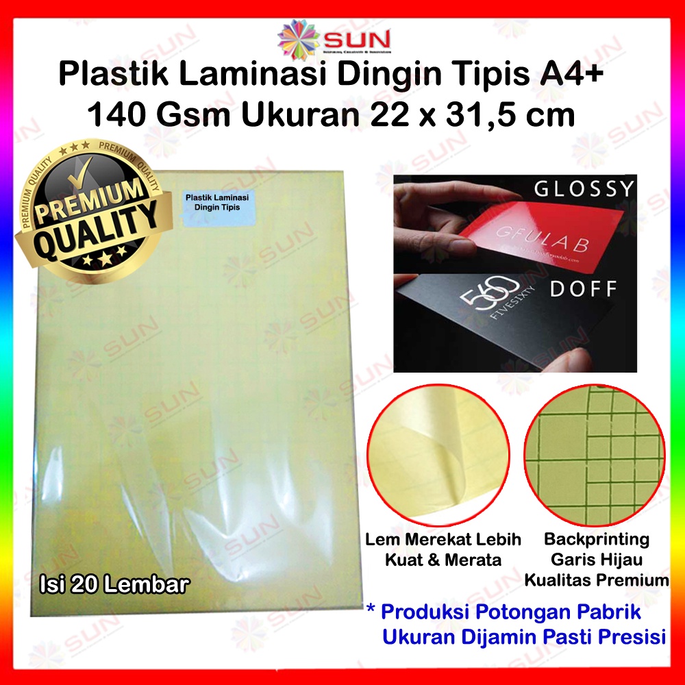 140 gram A4 / F4 Cold Laminated Plastic, 20 sheets - Glossy, Doff Motif ...