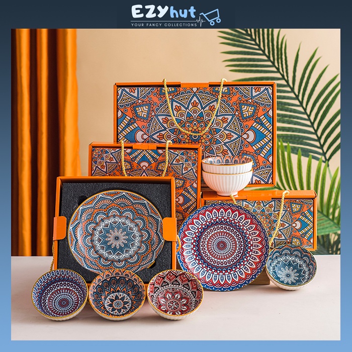Bohemian Style Rice Bowl Porcelain Bowl Ceramic Bowl Mangkuk Keramik Soup Bowl Wedding