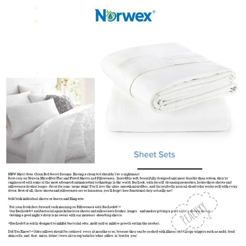 Norwex Queen Sheets Baclock anti bacterial retailer sheets bedding Cloud