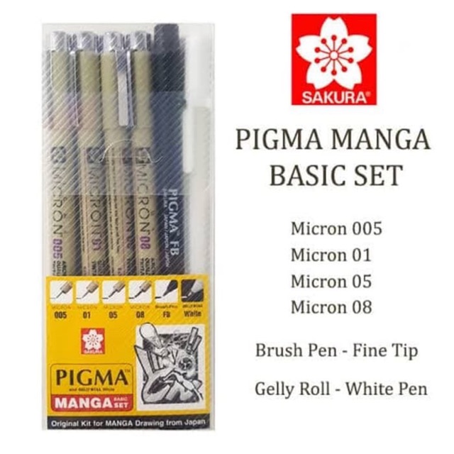 Set Manga Sakura Pigma Micron – 7 Stylos à Encre Noire Archive (005, 01, 02, 03, 05, 08, Pinceau) - 5