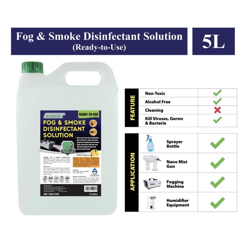 [100 ORIGINAL] HARDEX FOG & SMOKE DISINFECTANT SOLUTION / FOGGING
