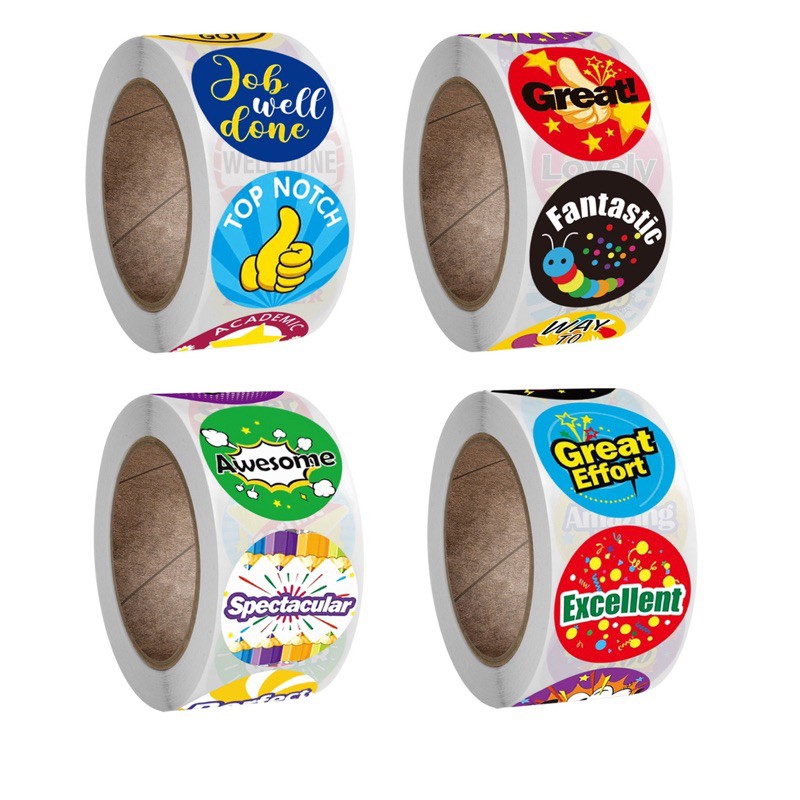 500pcs/roll Student Rewards Sticker Excellent Good Job Sticker Seal ...