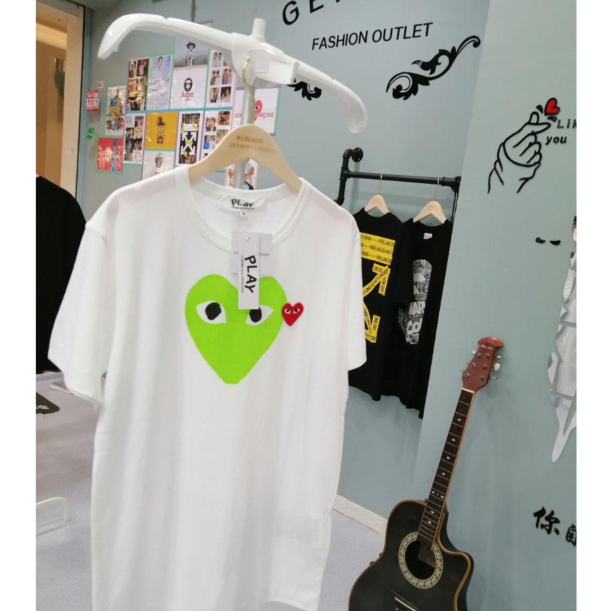 COMME des Garcons 8022WG CDG PLAY Premium GREEN Heart Pure Cotton T Shirt Shopee Malaysia