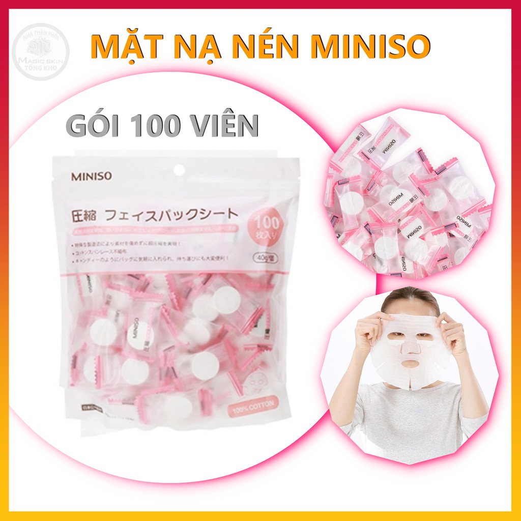 Japanese Miniso Compressed Paper Mask Bag of 100 Candy Tablets | Shopee ...