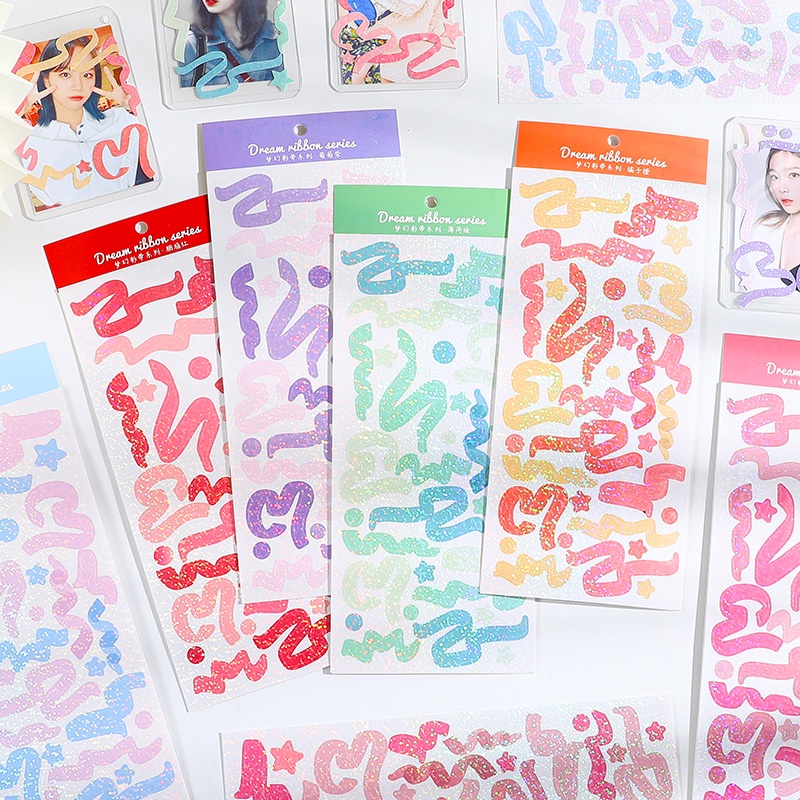 Creative Dream Ribbon Series Glittering Stickers Student Decorative DIY ...