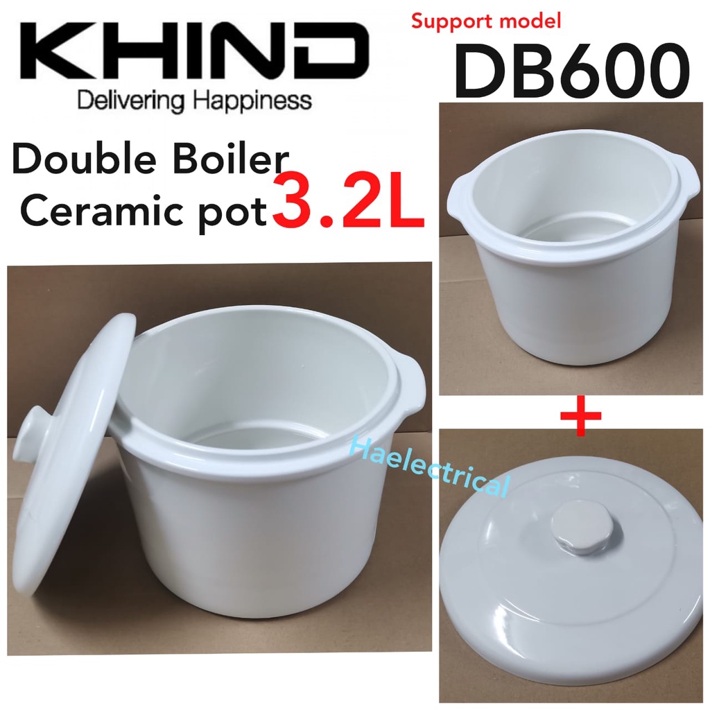 Khind DB600 Double Boiler Ceramic Pot With LID DB600 (3.2L) Shopee