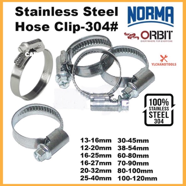 *NORMA* *ORBIT* Hose Clamp Hose Clip Stainless Steel 304100 Shopee